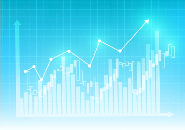 Vetor Aumentando Gráfico Negócios Com Fundo Grade Azul — Vetor de Stock