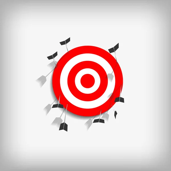 Vector Arrows Miss Archery Target Gray Background — Stock Vector