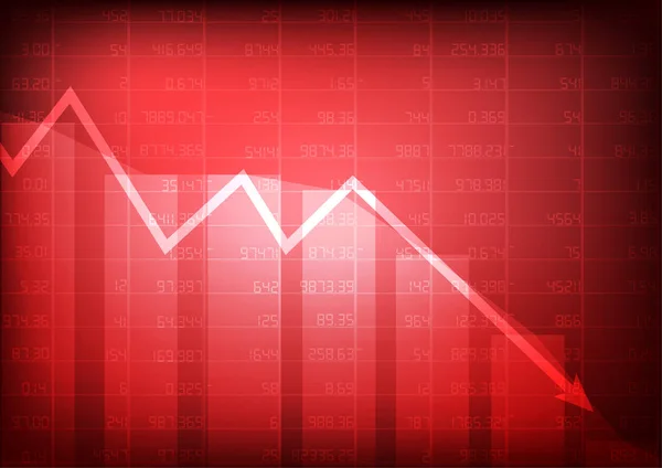 Vetor Mercado Ações Vermelho Com Seta Decrescente Fundo Vermelho — Vetor de Stock