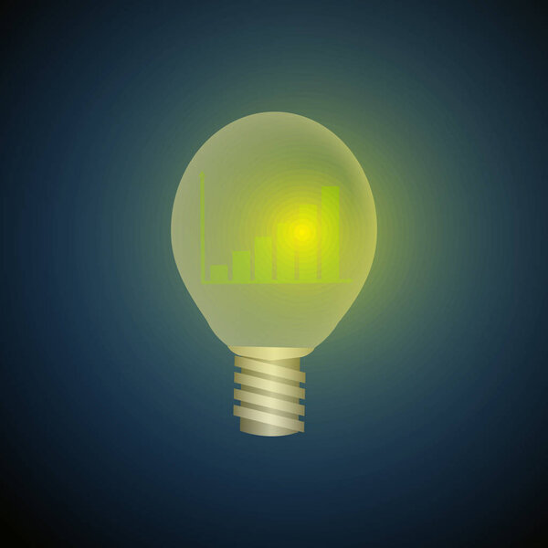 Vector : Increasing business graph in lightbulb on blue background