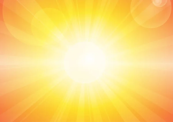 Vektor Sonne Und Linsenschlag Auf Orangefarbenem Hintergrund — Stockvektor