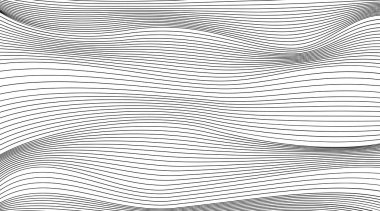 Siyah ve beyaz çizgi deseni. Lüks, yumuşak arka plan. Dalga enerjisi geometrik tasarımı. Vektör illüstrasyonu.