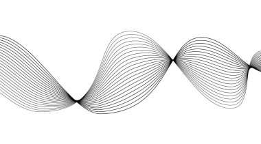 Siyah ve beyaz çizgi deseni. yumuşak arka plan. Dalga enerjisi geometrik tasarımı. Vektör illüstrasyonu.