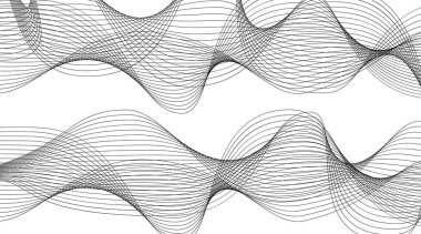 Siyah ve beyaz çizgi deseni. yumuşak arka plan. Dalga enerjisi geometrik tasarımı. Vektör illüstrasyonu.
