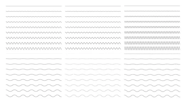 Coleção Vetor Linha Estreita Larga Ondulada Diferente Grande Jogo Ondulado —  Vetores de Stock
