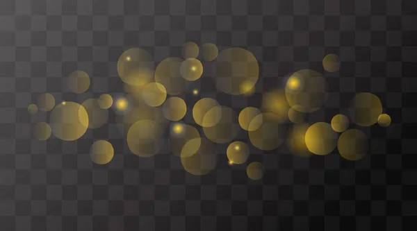 ボケ光の効果を持つ抽象的な背景 夜の明るい質感の黄金や銀の輝き クリスマスのコンセプトのベクトルイラストのためのお祭りのベクトル輝く発光魔法の塵粒子 — ストックベクタ