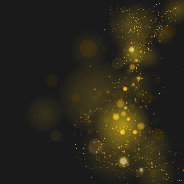 具有Bokeh光效的背景摘要 夜晚明亮的质感金银闪闪 节日矢量闪烁着发光的神奇尘埃微粒圣诞概念矢量图解 — 图库矢量图片