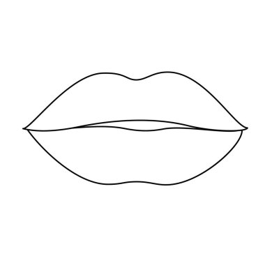 Beyaz arkaplanda dudak çizimi. Moda düz stil simgesi izole edildi. Mouth Contour sembolü. Vektör illüstrasyonu.