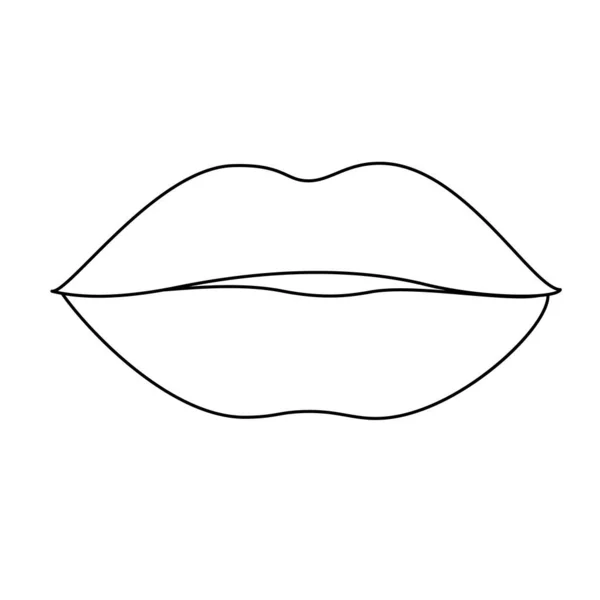 Lijntekening Van Lippen Witte Achtergrond Ikoon Trendy Platte Stijl Geïsoleerd — Stockvector