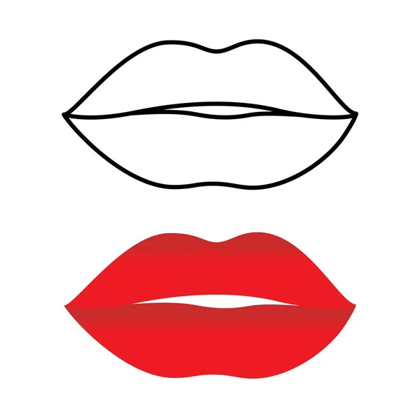 ปากส แดง วาดเส นบนพ นหล ขาว ไอคอนในสไตล แบนท นสม การออกแบบแนวค — ภาพเวกเตอร์สต็อก