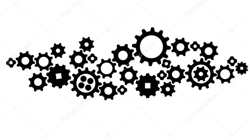 Gears in Progress., icon, vector Isolated illustration concept design