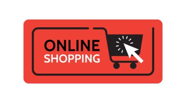 Çevrimiçi alışveriş sayfası tasarım afişi şablonu. Web sitesi ve mobil site geliştirme için modern illüstrasyon kavramları. Etiket, etiket, simge, düğme, kapak. Kullanıcı arayüzü ögesi. Vektör izole edildi