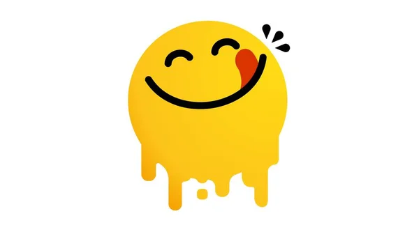 Sorriso Gostoso Vetor Desenho Animado Linha Emoticon Com Língua Lamber — Vetor de Stock