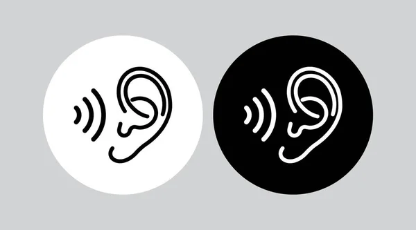 Ушная Иконка Слух Слушать Символ Изолирован Белом Фоне Векторная Иллюстрация — стоковый вектор