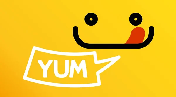 Delizioso Sorriso Vettore Linea Cartone Animato Emoticon Con Lingua Leccare — Vettoriale Stock