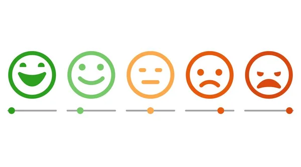 Rang Zufriedenheitsgrad Gesichtssymbole Feedback Form Von Emotionen User Experience Überprüfung — Stockvektor