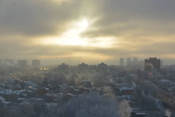 Cold Shiny Morning Lot Snow — Stock Photo, Image