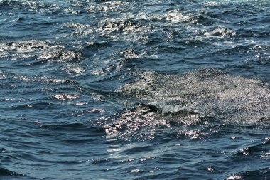 Düşük dalgalar ile dalgalanan berrak mavi okyanus su yüzeyinin soyut doku zengin su renkleri ile yakın arka plan vurgular