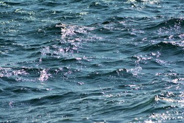 Düşük dalgalar ile dalgalanan berrak mavi okyanus su yüzeyinin soyut doku zengin su renkleri ile yakın arka plan vurgular