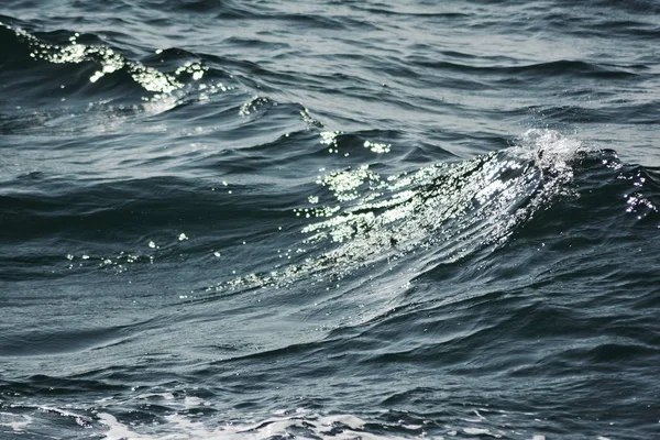 Abstraktní Textura Zvlněné Hladiny Modré Oceánské Vody Nízkými Vlnami Pozadí — Stock fotografie