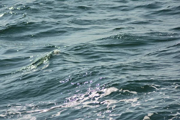 Abstract Texture Rippling Clear Blue Ocean Water Surface Low Waves — Stock Photo, Image