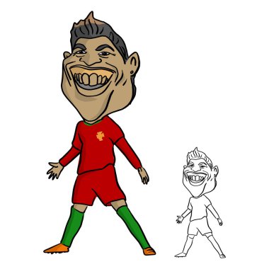 Chiang Rai, Tayland - 21 Haziran: Cristiano Ronaldo Portekiz profesyonel futbolcu şablonu karikatür vektör üzerinde 11 Haziran 2018 yılında Chiang rai, Tayland