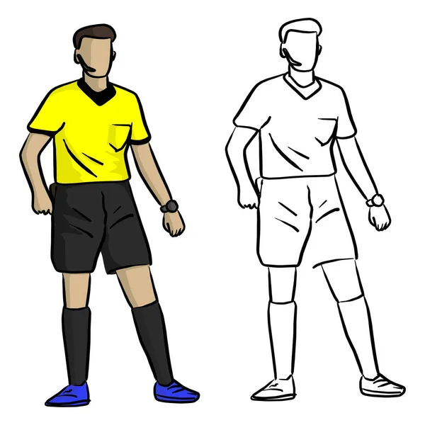 Professionele Voetbal Scheidsrechter Vector Illustratie Schets Doodle Hand Getekend Met — Stockvector