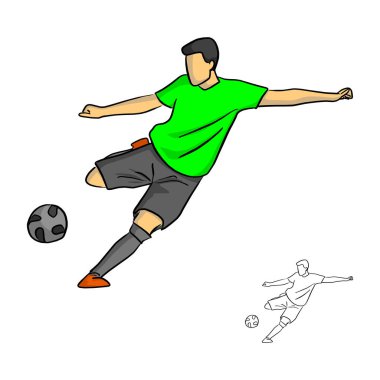 izole beyaz zemin üzerine siyah çizgili bir hedef vektör illüstrasyon kroki doodle elle çizilmiş için çekim erkek futbol oyuncusu