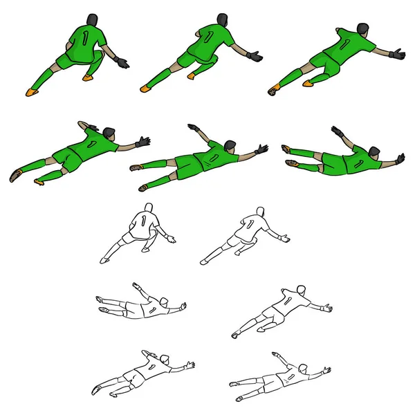 Jeu Gardien Vert Uniforme Vectoriel Illustration Croquis Gribouillage Dessiné Main — Image vectorielle