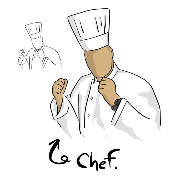 Chef Uniforme Com Punhos Vetor Ilustração Esboço Doodle Mão Desenhada — Vetor de Stock