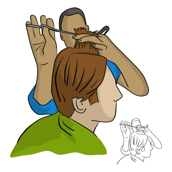 Szczegół Fryzjer Czy Stylizacja Włosów Barber Shop Wektor Ilustracja Szkic — Wektor stockowy