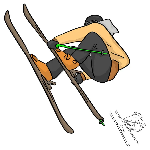 Skifahrer Springen Vektor Illustration Skizze Doodle Hand Gezeichnet Mit Schwarzen — Stockvektor