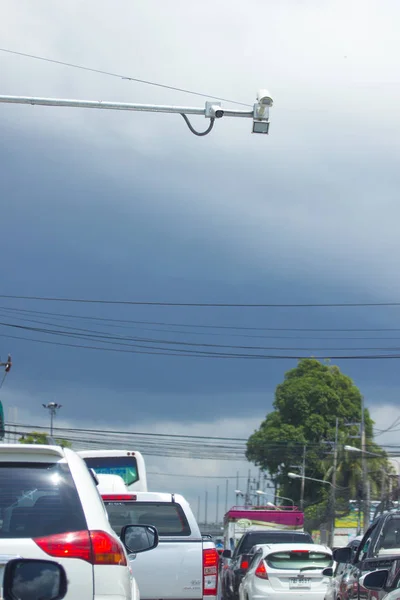 Chiang Rai Tayland Ekim Kamera Hız Kontrolü Yolun Trafik Jam — Stok fotoğraf