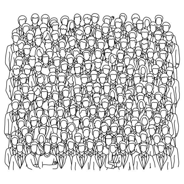 Crowd Businesspeople Vector Illustration Sketch Doodle Hand Drawn Black Lines — Stock Vector