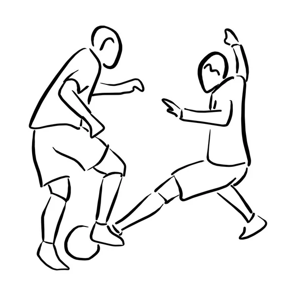 Deux Joueurs Football Avec Illustration Vectorielle Ballon Croquis Gribouille Dessiné — Image vectorielle