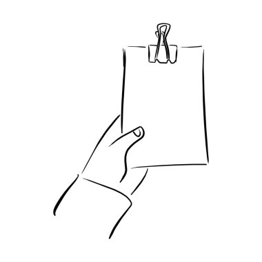 Düz iş adamı ele sahip boş bir yapılacaklar listesi vektör illüstrasyon kroki elle izole beyaz arka plan üzerinde siyah çizgilerle çizilmiş doodle