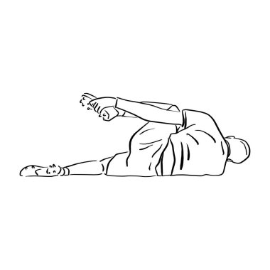 zarar futbolcu alan vektör illüstrasyon kroki üzerinde elle izole beyaz arka plan üzerinde siyah çizgilerle çizilmiş doodle