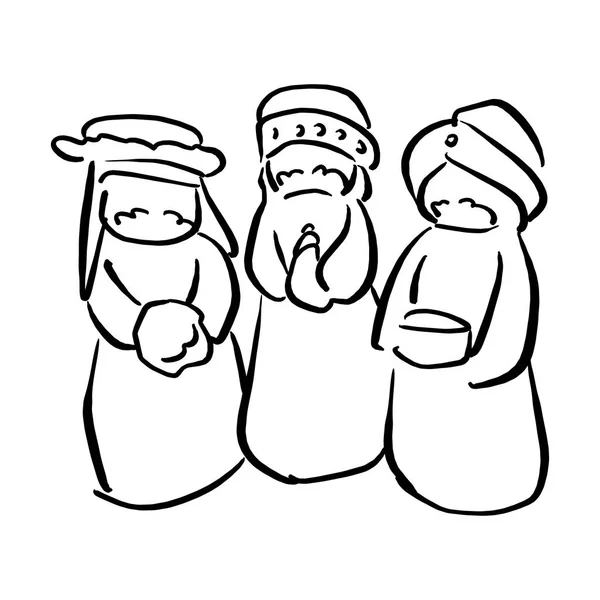 Three Kings Bethlehem Nativity Concept Vector Illustration Sketch Doodle Hand — Stock Vector