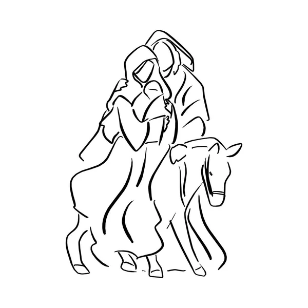 Nativité Scène Enfant Jésus Marie Bras Joseph Avec Illustration Vectorielle — Image vectorielle