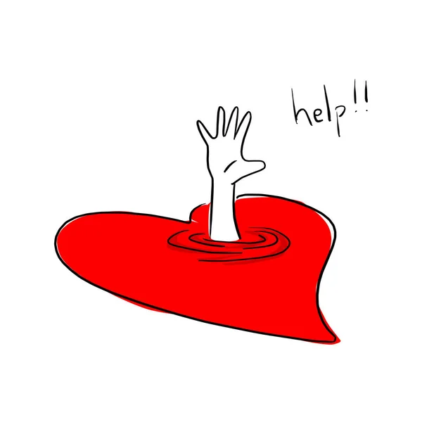Kırmızı Kalp Vektör Illüstrasyon Kroki Doodle Elle Izole Beyaz Arka — Stok Vektör