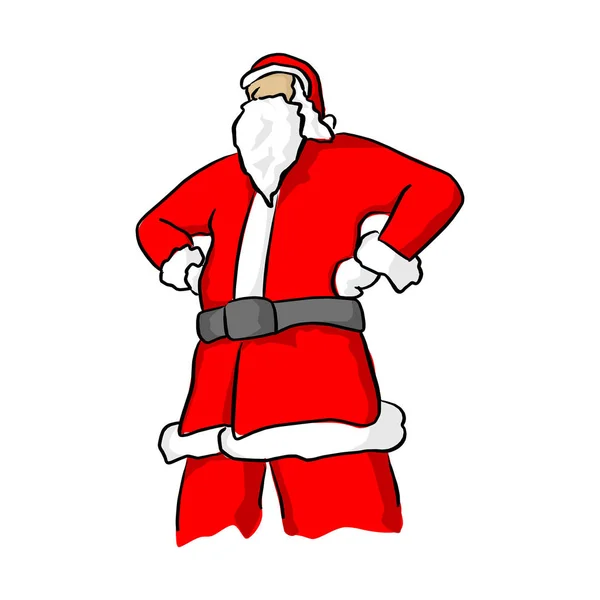 Confiado Santa Claus Posando Con Brazos Akimbo Vector Ilustración Bosquejo — Vector de stock