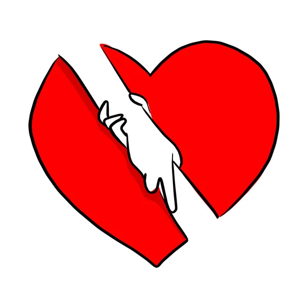 Mano Celebración Con Gesto Ayuda Forma Corazón Rojo Signo Fondo — Vector de stock