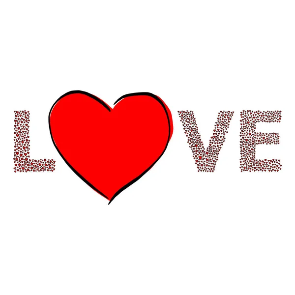 Любовь Большим Количеством Красной Формы Сердца Векторной Иллюстрации Набросок Каракули — стоковый вектор