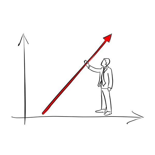 Geschäftsmann Heben Sie Den Roten Pfeil Für Den Erfolg Vektor — Stockvektor