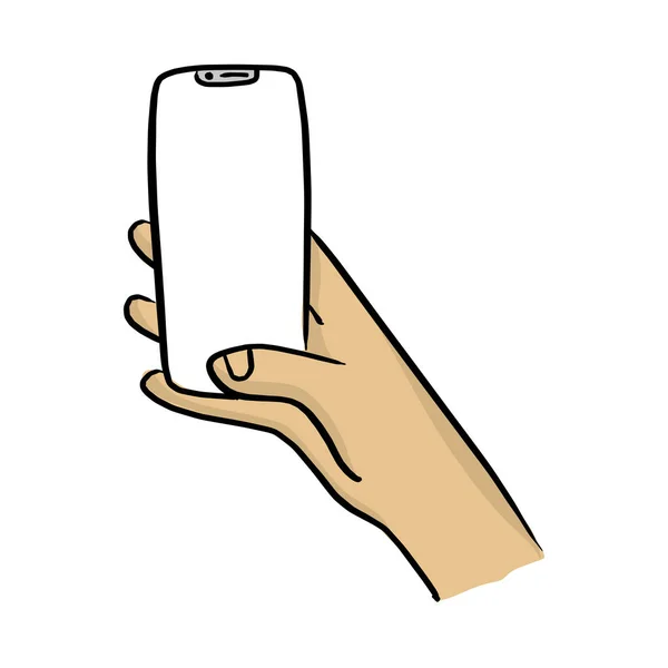 Mano Che Tiene Telefono Cellulare Con Display Notch Vettoriale Illustrazione — Vettoriale Stock