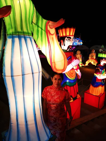 Nakhon Sawan Thailand February Colorful Lantern Standing Chinese New Year — Stock Photo, Image