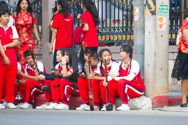 Nakhon Sawan Ταϊλάνδη Φεβρουαρίου Αγνώστων Ασίας Μαθητές Προετοιμάζονται Παίζουν Μουσικά — Φωτογραφία Αρχείου