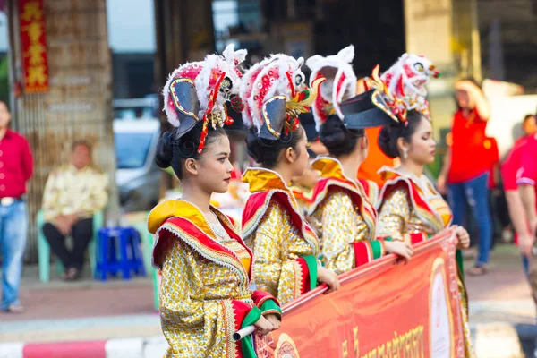 Nakhon Sawan Tajlandia Lutego Niezidentyfikowany Asian Kobieta Chińskim Tradycyjnym Stroju — Zdjęcie stockowe