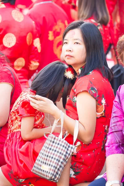 Nakhon Sawan Tajlandia Lutego Niezidentyfikowany Asian Kobieta Córką Festiwalu Chiński — Zdjęcie stockowe