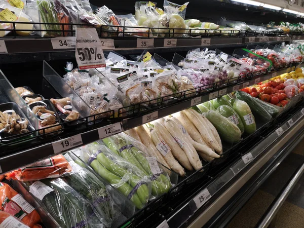 Chiang Rai Tailandia Febrero Verduras Estantes Vendidas Supermercado Febrero 2019 — Foto de Stock